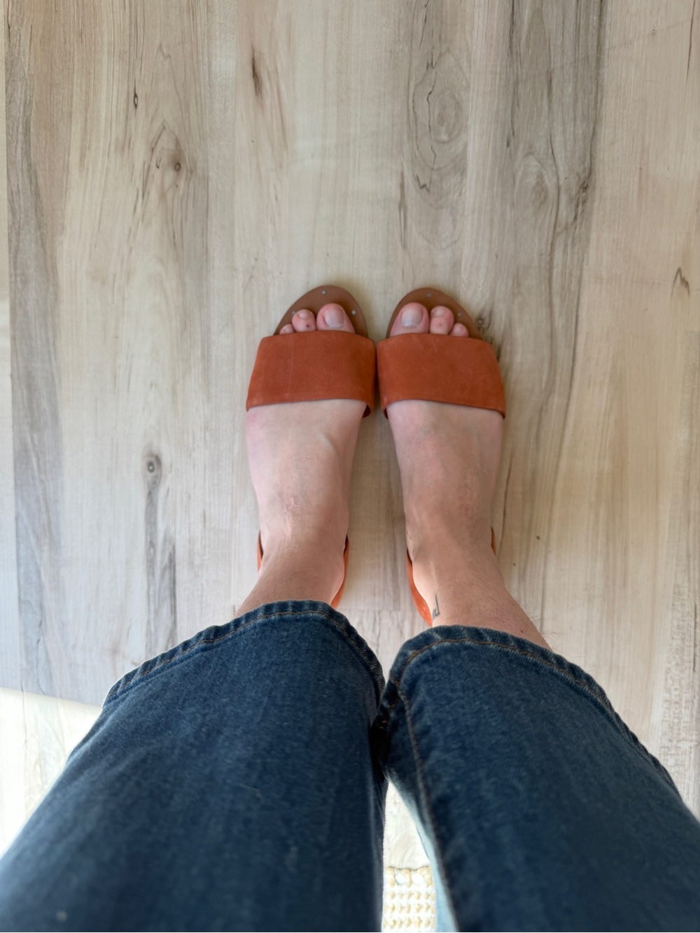 Madewell Thea D’Orsay Orange Leather Slide Sandals - 9 - Picture 2 of 7